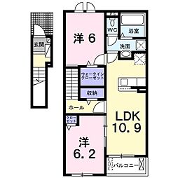 アヴニールラディユ1 2LDKの間取図画像