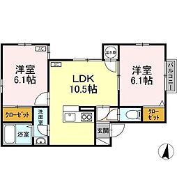 プレリュードC 2LDKの間取図画像