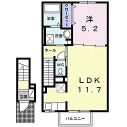 ベルエア上天神A 1LDKの間取図画像