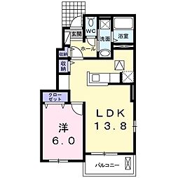 カミレB 1LDKの間取図画像