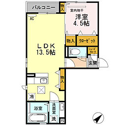 メルベーユコート 1LDKの間取図画像