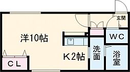 エデュース・デ・ジャルダン 1Kの間取図画像