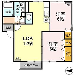 グリーンパーク泉B棟 2LDKの間取図画像