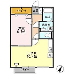 グランシャリオ 1LDKの間取図画像