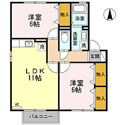 ソシアK 2LDKの間取図画像