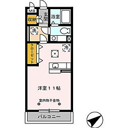 セーリング V　A 1階ワンルームの間取り