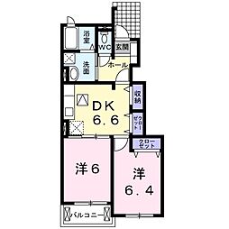 サンアベニュー2 2DKの間取図画像