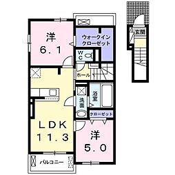 マホロバ 2階2LDKの間取り