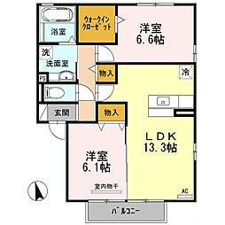 ディライト 2LDKの間取図画像