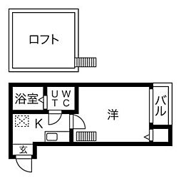 エスポワール六番町 1階1Kの間取り
