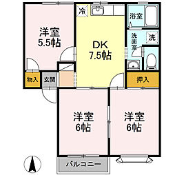 コート・エスプリA棟 3DKの間取図画像