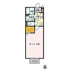 コーポアイリス 1Kの間取図画像