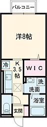 ムーンライト 1階1Kの間取り