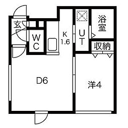 トルペ平岸 1階1DKの間取り