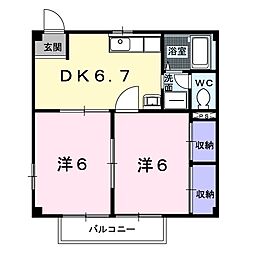 ＮＥＷＣＩＴＹ参番館 2階2DKの間取り