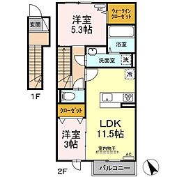 ウィルコート南花岡 2LDKの間取図画像