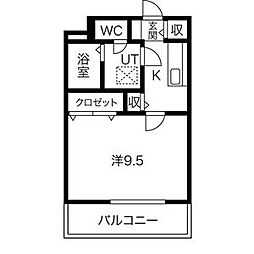 リジェールロワイヤル 1Kの間取図画像