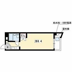 ビラ三秀神明 5階ワンルームの間取り