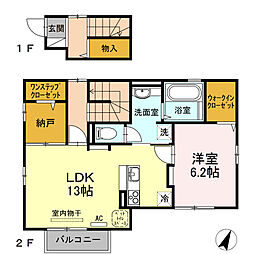 シュド　プルミエールII 2階1LDKの間取り