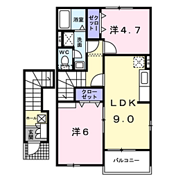 フローラルタカハタ 2DKの間取図画像