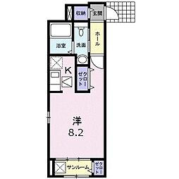 パーシモンレジデンス 1Kの間取図画像