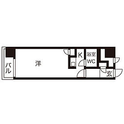 エスパシオ大町 8階ワンルームの間取り