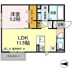 セジュールキクヤ 1LDKの間取図画像