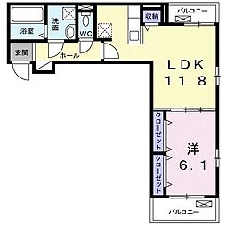 ブランドール久米田5 1LDKの間取図画像
