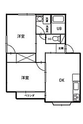 シャトル三瑞1 2DKの間取図画像