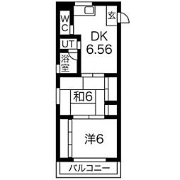 犬飼ハイツ 2DKの間取図画像