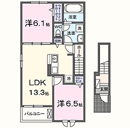 テェーニメント・エム200 2LDKの間取図画像