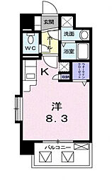 サクラディア 2階1Kの間取り