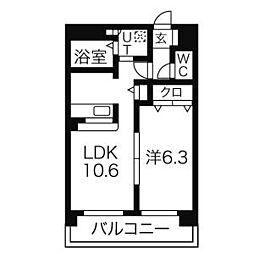 リバティー宮千代 1LDKの間取図画像