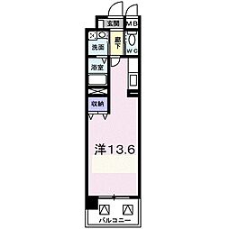 プリムローズ ワンルームの間取図画像