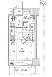スパシエ国立矢川ステーションプラザ 10階ワンルームの間取り