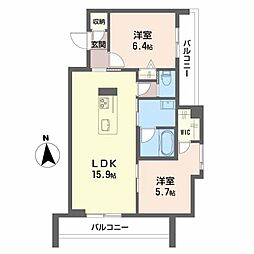 バルビゾン花園 3階2LDKの間取り