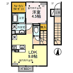 ヴィヨレ・パルク 2階1LDKの間取り