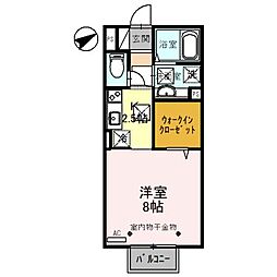 サンウッドD 1Kの間取図画像
