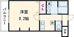 ジーイー・トワ 1Kの間取図画像