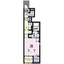 リュシー夕A 1Kの間取図画像