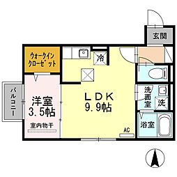 D-room熊本 1LDKの間取図画像