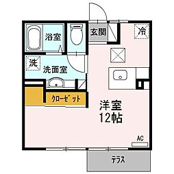 フロイデ 1階ワンルームの間取り