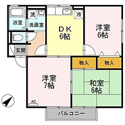 セジュールミナミB 3DKの間取図画像