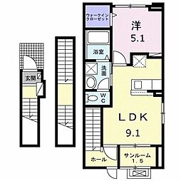 グランフォルムB 1LDKの間取図画像