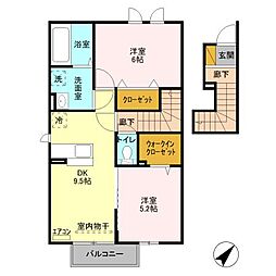 JR常磐線 神立駅 5.3kmの賃貸アパート 2階2DKの間取り