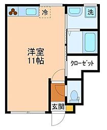 ドゥバンセ ワンルームの間取図画像
