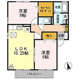 コンフォールＭI・II　I棟 1階2LDKの間取り