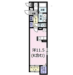 プロムナード・デザングレ・雪屋 ワンルームの間取図画像
