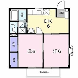 キャロット壱番館 2DKの間取図画像