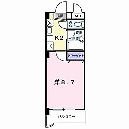 ソレイユ・ヒロ・上水前寺 3階1Kの間取り